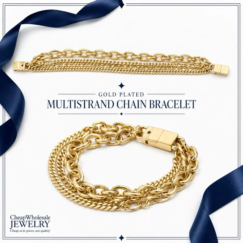 3 Row Gold Plated Chain Bracelet