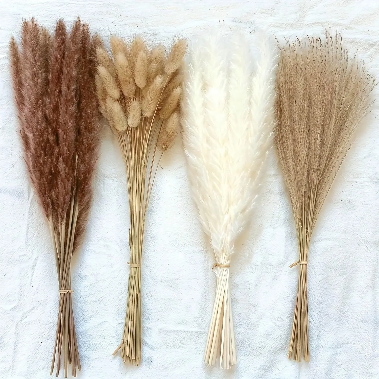 Dried Pampas Grass Decor, 100 Stems Pampas Grass Contains Bunny Tails Dried Flowers, Reed Grass Bouquet for Wedding Boho Flowers Home Table Decor, Rustic Farmhouse Party