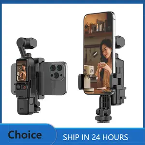 Choice 4 in 1 Selfie Stick Tripod Phone Holder Teleprompter for DJI Pocket 3 Camera Live Streaming Bracket with Fill Light 1/4 Thread Compatibility Portable Cellphone Holder Photography Accessories - Smartphone