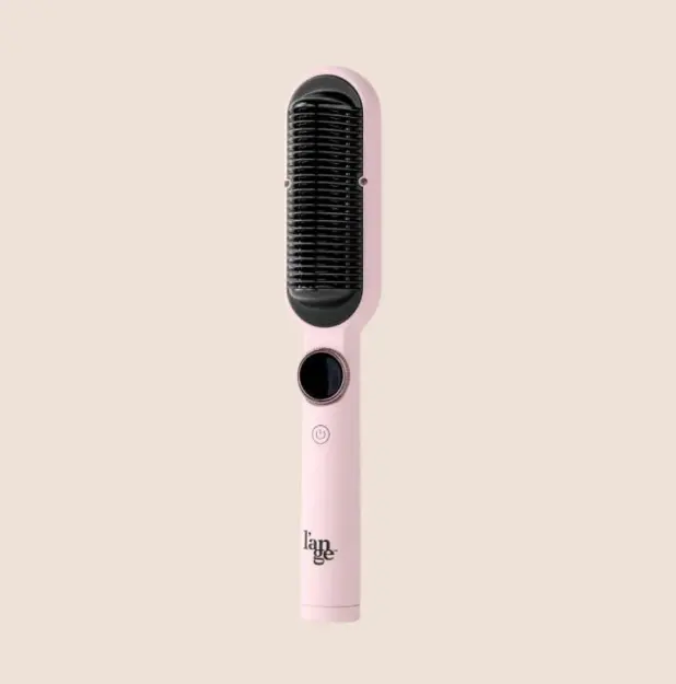 L'ANGE HAIR - Smooth It 2-in-1 Straightener Brush - Digital 450°F Temp Dial, Blush Pink Design, Ergonomic Handle, Root-Safe Teeth, Plug-In Straightening Tool, Frizz Control, Quick Styling for All Types, Auto Shut-Off, Hair Straighteners, Premium Box, Hair