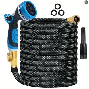 Available in 15ft/25ft/50ft/75ft/100ft Lengths, This Non-expandable Garden Hose Features 3/4-inch Solid Brass Connectors and a Leak-proof Design, Suitable for Car Washing, Garden Watering, Forestry and Horticulture, and Lawn Maintenance.