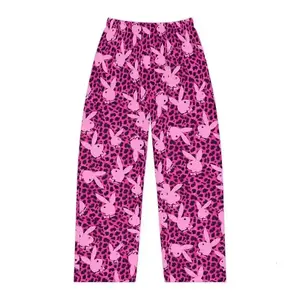 Hot Pink Animal Print Pajama Pants – Cute Bunny Sleepwear for Women