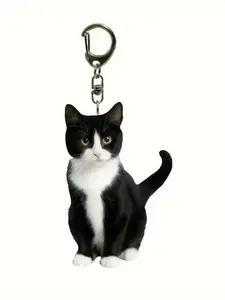 CYX and Cat Keychain, Personalized Cute Animal Design, Casual Style Accessory, Perfect Gift for Pet Lovers, All Seasons Use