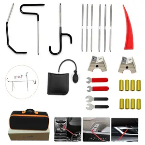 Gripvolt 26-Piece Professional Car Emergency Tool Kit, Automotive Long Reach Grabber with S-Handle, Red Non-Marring Air Wedge Pump Set & 59-Inch Wheel Hub Puller for Roadside Assistance