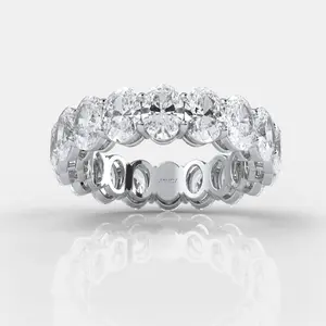 Women's Wedding Eternity Ring with Oval Diamond Engagement Band in 14k White Gold - 5.95 Ctw.