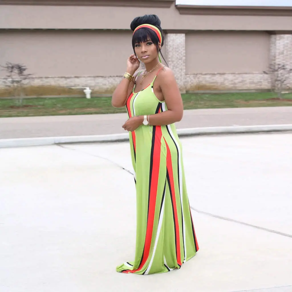 Watermelon Blush Stripes Galore Maxi Dress with Pockets
