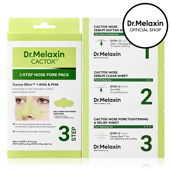 [Dr.Melaxin Official] CACTOX 3-STEP NOSE MASK PACK with AHA & PHA for Sebum Softening Pore Tightening Skin Repair 3-Step Nose Pore Pack
