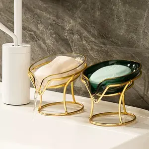 Luxury Oval Soap Dish Holder, Decorative Bathroom Soap Plate with Iron Stand, Space Saving Kitchen Sink Accessory, Bathroom Supplies, Home Goods, Soap Tray