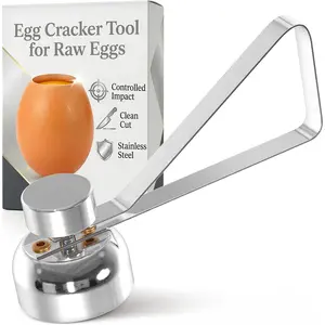 Egg Cracker Tool for Raw Eggs - Egg Shell Opener for Hard Boiled Eggs with Durable Stainless Steel Construction, Ergonomic & Adjustable - Spring-Loaded Shell Cracker Tool for Clean, Precise Breaks