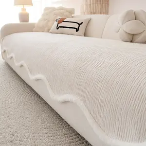 Autumn Winter Sofa Cover, Washable Sofa Slipcover, Soft Anti-Slip Pet Protector, Striped Texture Couch Cushion, Bedroom Dining Room Living Room Decor