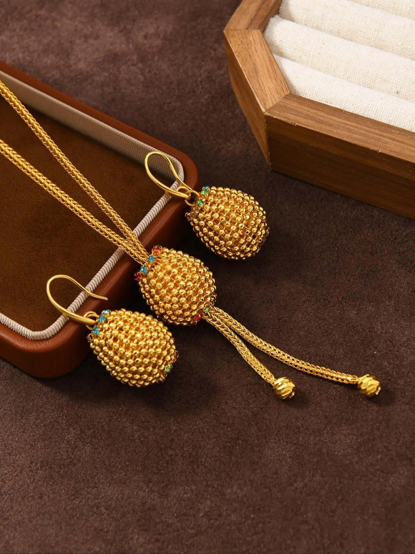 Pineapple Design Pendant Necklace & Dangle Earrings, Elegant Matching Jewelry Set, Fashion Jewelry for Party, Daily Clothing Decor, Trendy All-match & Exquisite Jewelry for Birthday Gift