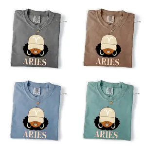 Comfort Colors Full 12 Zodiac  Vibes T-shirt – Afro Woman Astrology Sign Pullover with Sparkly Hat Graphic, Unisex Horoscope Crewneck Gift for Aries, Virgo & Zodiac Lovers - DarkFlex