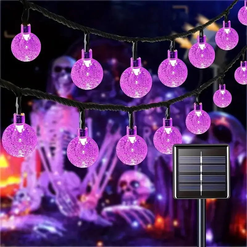 LED Solar Bubble Ball Light, Waterproof Crystal Ball Outdoor Garden Lights with 8 Lighting Modes, Perfect for Christmas Halloween Thanksgiving Decorations, Yard Lighting, Outside Lights
