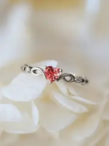 1 PC Elegant Cubic Zirconia Heart Design Ring For Women Wedding Engagement Party Gift Heart Shaped Ring