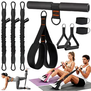 homimanor Upgraded Pedal Resistance Band with Handles, 90LB Adjustable Multifunction Exercise Bands, Core & Lower Body Muscle Training, Home Workout Equipment for Women Men ab wheel