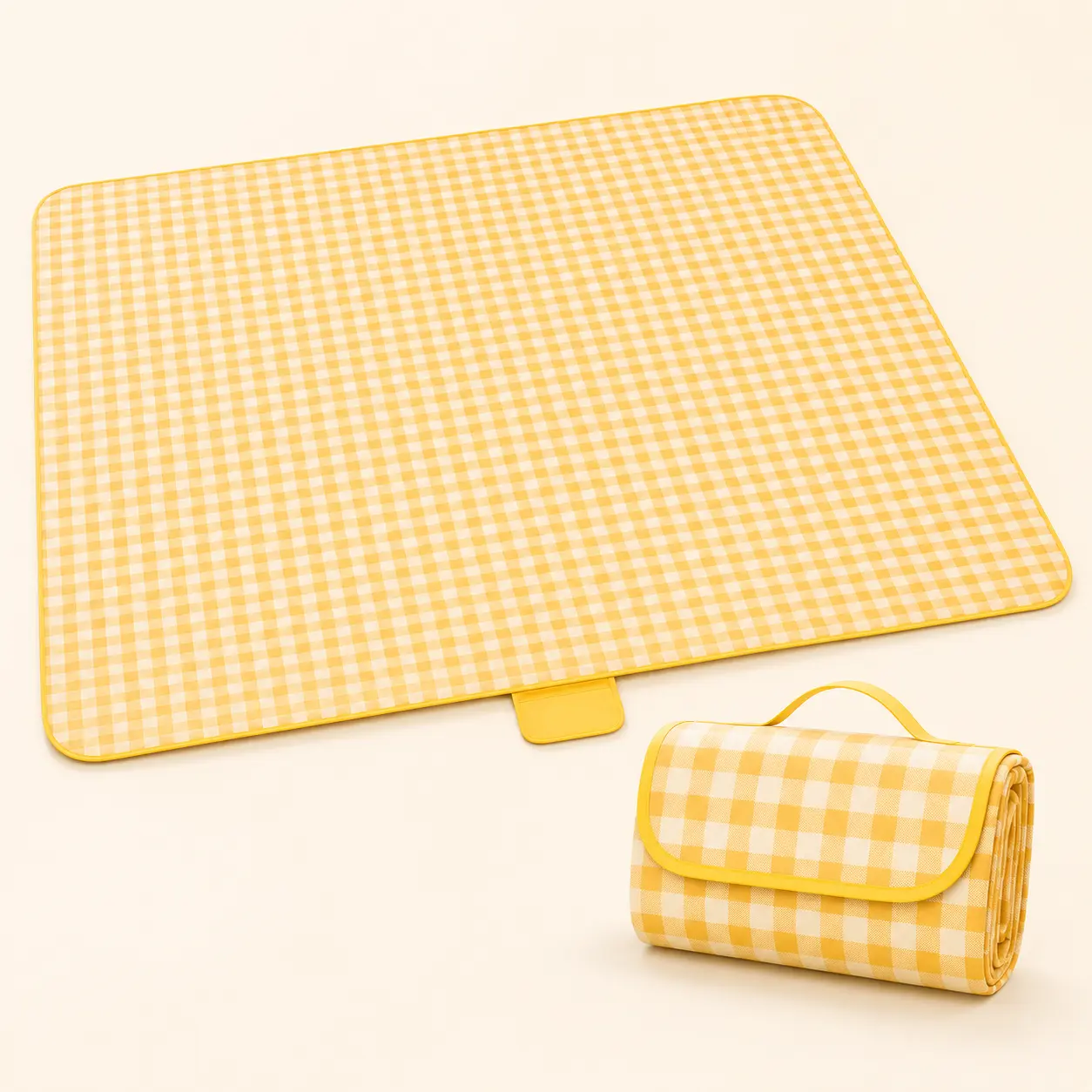 200x200 cm Square Gingham Waterproof Picnic Blanket - Extra Large Foldable Portable Outdoor Mat, Dry on Wet Grass, for Family Gatherings, Camping, Extra Large Size, Park
