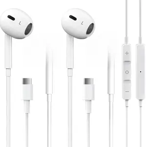 2 Packs USB C Headphones for iPhone 17/16/15 Pro Max Plus Type C Earphones with Microphone & Remote Noise Cancelling Earbuds for iPhone 17/16/15 Pro, iPad, Galaxy S23/S22/S21/S20/Ultra Note 10/20