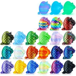 24 PCS 3D Printed Dragon Eggs with Dragon Inside, Prefilled Easter Dragon Egg for Basket Stuffers, Mystery Crystal Easter Toy & Decor, Classroom Prize Supplies, Unique Easter Basket Essentials for Kid