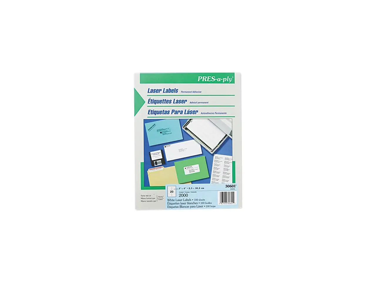 Avery 30601 Pres-A-Ply Laser Address Labels, 1 x 4, White, 2000/Box Avery 30601 Pres-A-Ply Laser Address Labels, 1 x 4, White, 2000/Box