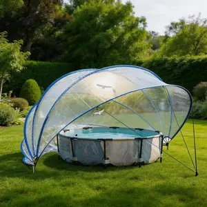 16-foot retractable pool cover, PVC film fiberglass rod pool fence, outdoor swimming pool accessories