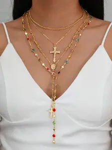 Women Boho Style Zinc Alloy Y-Shape Long Necklace Set, Artificial Pearl Pendant Design, Ideal for Daily Wear & Holiday Gifts, Exquisite Chain Jewelry, Modern Versatile Accessories