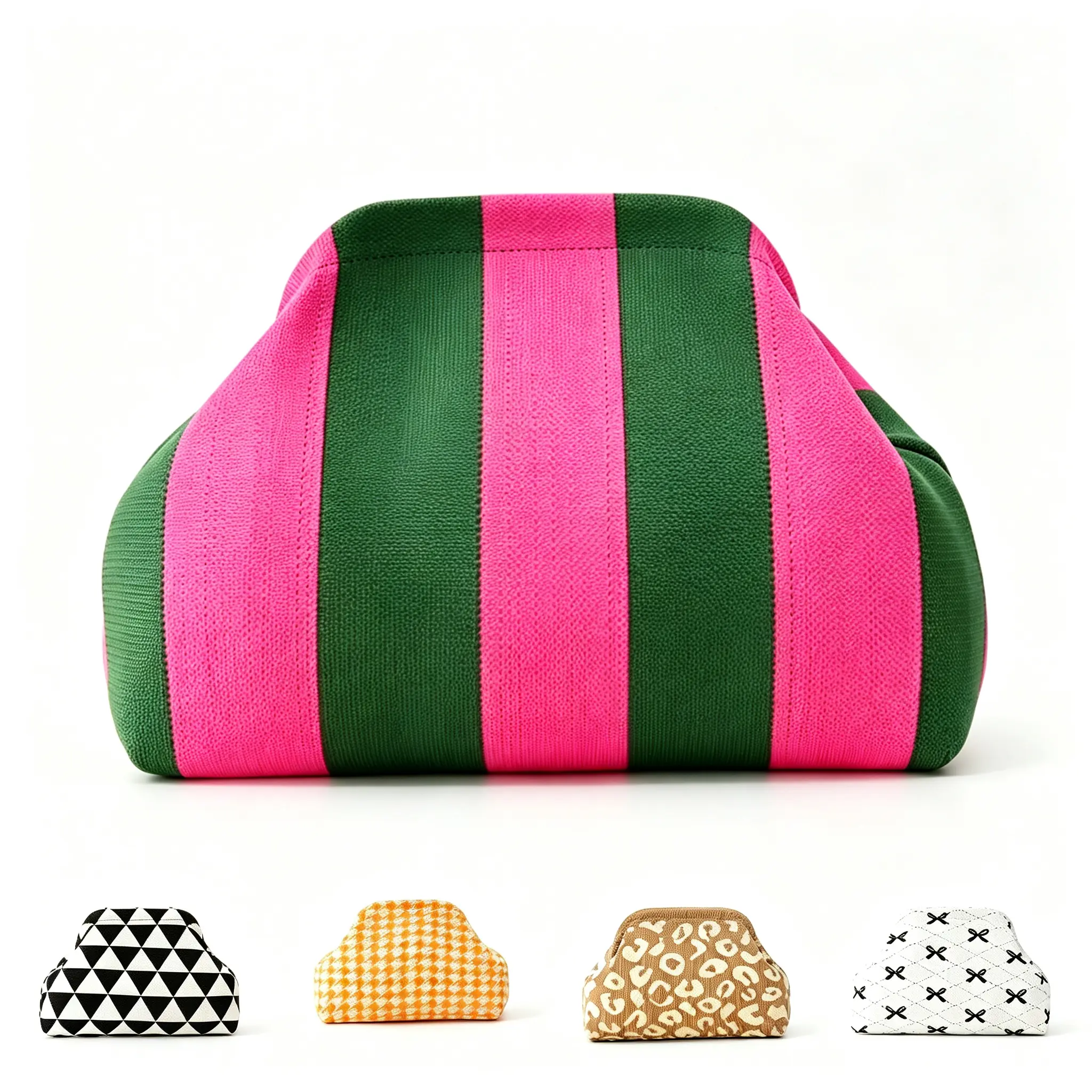 Women's Color-Block Handheld Bag, Vintage Stripe/Houndstooth/Wavy/Triangle Pattern Underarm Purse, Portable Everyday Storage Handbag, Casual Chic Accessory for Daily Dates and Stylish Outfits