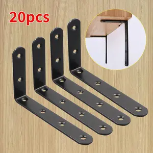 L-shaped Metallic Corner Bracket, 20pcs/set 90-Degree Right Angle Corner Bracket, Shelf Bracket, Hardware Accessories Connectors for Wooden Furniture