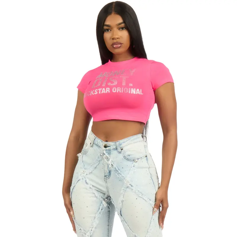 y2k cropped graphic tees pink - TikTok Shop