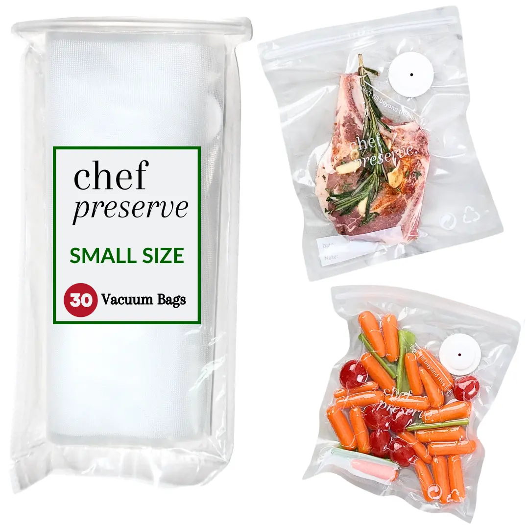 Chef Preserve Reusable Vacuum Sealer Bags - 30 BPA-Free Kitchen Containers, Freezer-Microwave Safe, Odor-Resistant, Leak-Proof, For Batch-Prep Meals Stay Fresh, Compatible with Chef Preserve Sealers