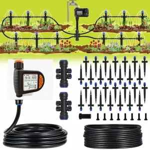 Automatic Drip Irrigation Kits with Water Timer, Quick Connector for Garden Watering, Easy Programmable Hose Timer for Outdoors, Garden Irrigation System, Automatic Watering Devices