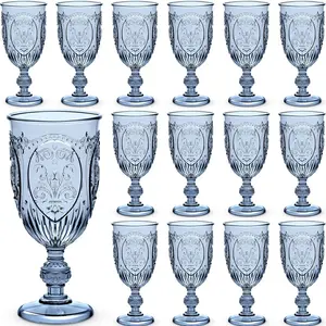 Drinkware 24 Pcs Plastic Goblets 7.5oz Vintage Retro Embossed Water Goblets for Wine Bar, Baby Shower, Wedding Reception & Grand Event