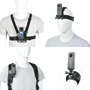 Insta360 X5/X4/X3/Ace Pro/Go3S - Action Camera Chest/Backpack/Head Strap Mount Bundle Compatible with GoPro Hero 13-10, DJI Osmo 360, DJI Action 5