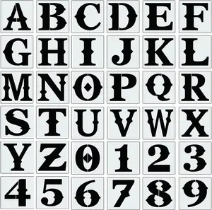 6 Inch Letter Stencils for Painting on Wood, 36Pcs Alphabet Stencils Retro Letter Number Templates,Reusable& Flexible for Drawing on Wall,Sign,Canvas, Paper, Fabric, Floor homeplus007