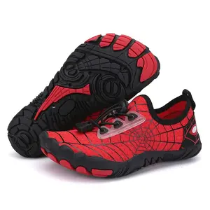 Kids Spider Web Water Shoes, Quick Dry Non-Slip Barefoot Aqua Shoes, Adjustable Toggle Swim Shoes for Boys Girls Beach, Pool, and Water Sports