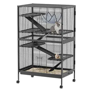 [NEW PRODUCT - FLASH SALE] Garvee 50"H Ferret Cage, Multi-Level Small Animal Cage on Wheels, 6 Removable Platforms & Hammock, 5 Ramps & Hammock, Ideal for Guinea Pigs, Rabbit, Sugar Glider & Small Animals