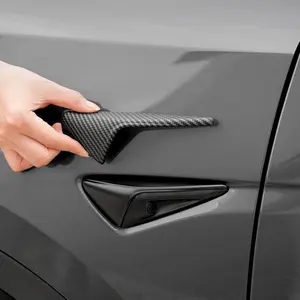 Car Camera Protective Cover, 2 Counts Carbon Fiber Pattern Car Camera Protective Cover, Double-sided Adhesive Bonding Car Exterior Accessories Decal For Cars for Tesla Model Y