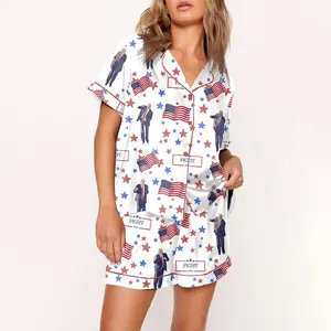 Trum Dance Fight 2024 Pajama Set- Made America Great Again Pajama Set For Women- Comfy Satin Sleepwear & Loungewear Pjs - Womenswear, Comfort