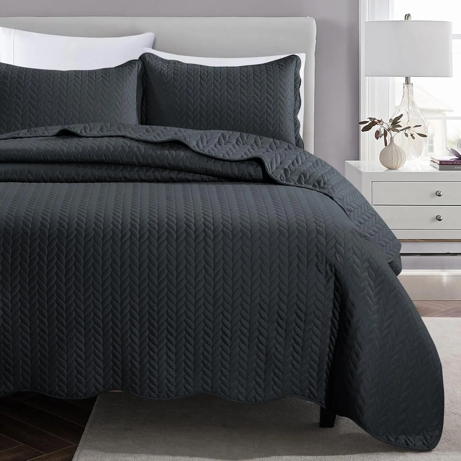 Quilt Set - Durable Cooling Microfibre 1-Piece Plain Bedding, Lightweight, Soft, Breathable, Smooth Texture, Modern Touch, All Seasons, Machine Washable, Halloween/Christmas Themed, Home Bedroom Use, Multi-Size (Twin(68.11in*88.19in), Full/Queen, King)