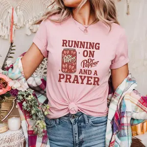 Gildan Women's Graphic Print Hoodie - Running on Dr. Pepper and a Prayer Retro Design, Crewneck & Fitted Fit Options, Long Sleeve Unisex Casual Apparel with Fun Soda-Prayer Graphic, Holiday Vibes