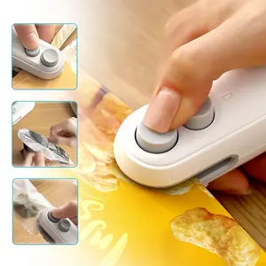 Rechargeable 2-in-1 Bag Sealer & Cutter Portable Heat Sealer for Snack Bags Chip Bags and Plastic Bags Quickly Seals to Lock in Freshness Clean White Design with Magnetic Backing for Convenient Fridge Storage Must-Have Kitchen Essential