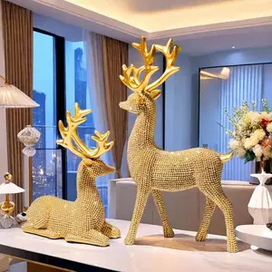 Golden Deer Resin Statue, Home Decor Reindeer Lucky Sculpture, Elegant Holiday Home Decoration Ornament, Perfect Gift Idea, Home Decor Ornaments