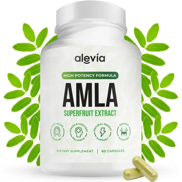 Alevia Organic Amla Capsules, 1000mg Indian Gooseberry Vitamin C Antioxidant Health & Wellness Supplement