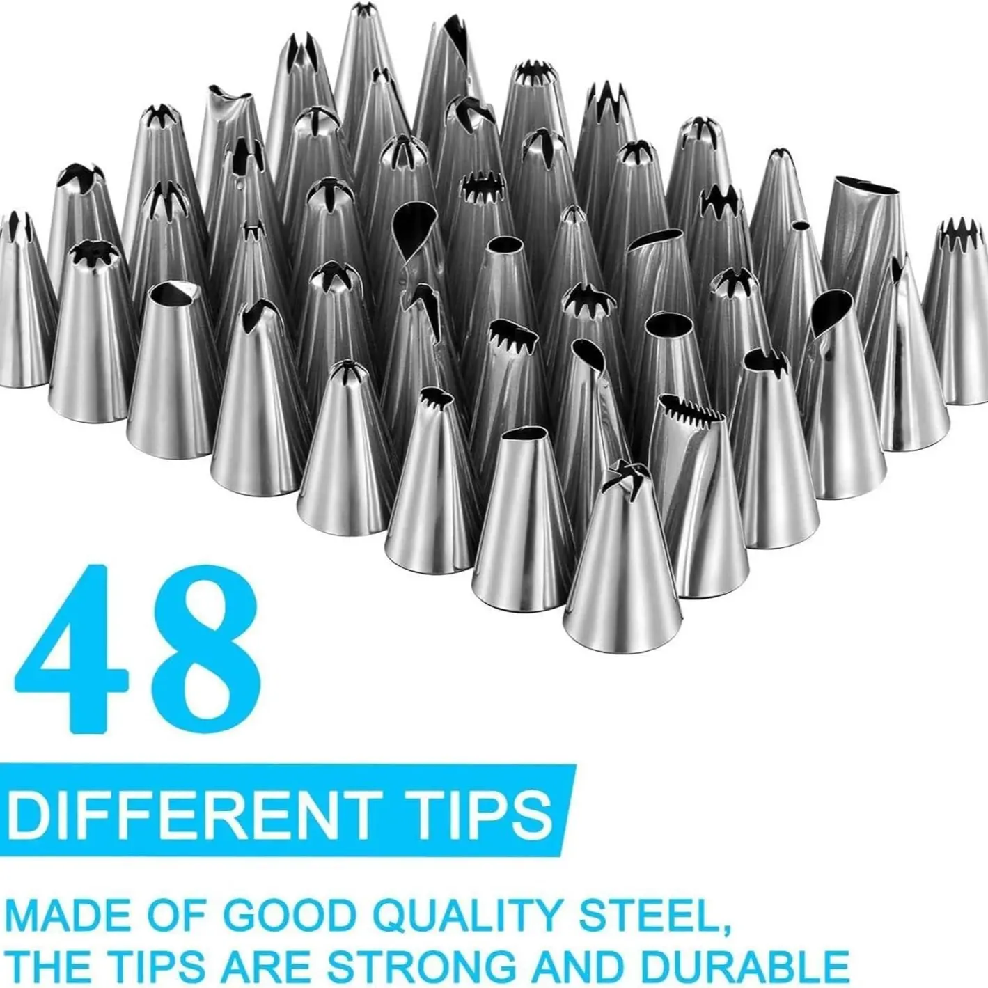 Piping Nozzle Set, 48pcs Stainless Steel Cream Nozzle Tip Piping Set For Pastry Fondant, Cake, Biscuit, Baking Tool, Pastry Decorating Tools, Baking Supplies, Baking Accessories, Cake Decoration Supplies