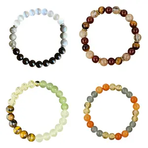 4PC Crystal Bracelet Set - Protection, Money, Lucky Wealth, Anxiety for Spiritual & Life Needs