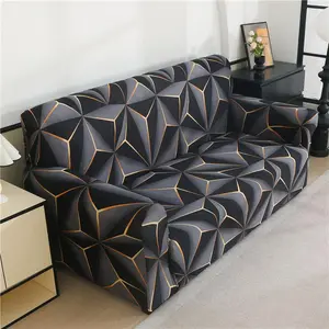 Geometric Pattern Elastic Sofa Cover + Pillowcase Set, Fashionable, Soft, Breathable, Stain-Resistant, for Living Room, Bedroom, Study, Elastic Sofa Slipcover, Couch Slipcover, Couch Covers