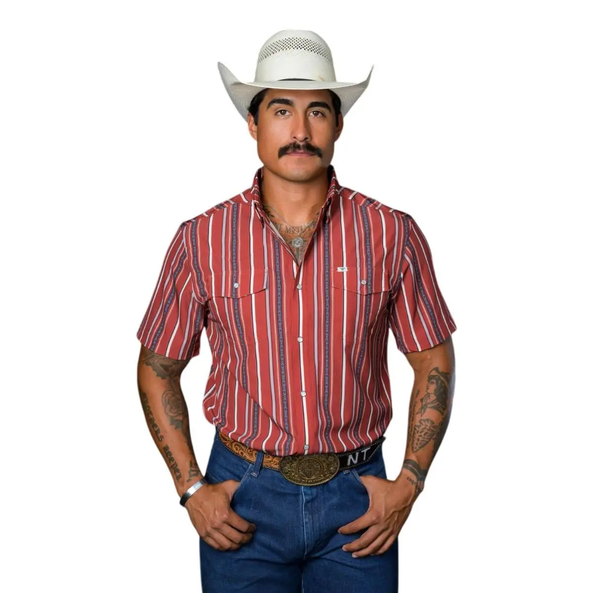 Ferrell Men's The Brooks In Red Short Sleeve Snap Shirt