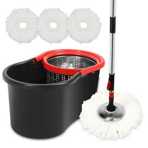 Spin Mop and Bucket Set with Wring System 3pcs Microfiber Mop Refills  for Home Cleaning Virul Colorful Easywring Mop Bucket Set for Floor Cleaning Tools Extendable Stainless Steel Pole