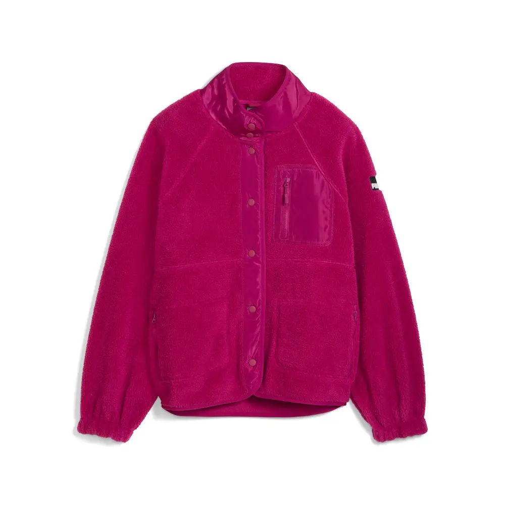 PUMA Womens Sherpa Fleece Pocket Jacket Athletic Outerwear Casual - Pink