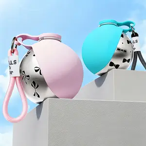 iHubei Pet Water Bottle with Food-grade Silicon Foldable Bowl 304 Stainless Steel Spherical Dog Hydration Round Bottle Travel Dogs/Cats Water Dispenser Puppy Water Feeding Sphere Bottle for Walk Hiking Stylish Addorable Design Cute  285ml#SummerVibes