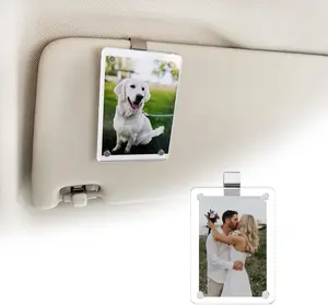 Acrylic Magnetic Car Sun Visor Photo Holder, Personalized Car Picture Frame & Visor Clip, Sweet Family Gift - Customizable Car Accessory for Photo Display